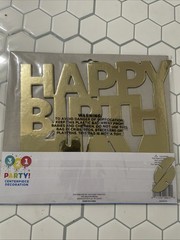 321 Party Happy Birthday Standing Table Centerpiece 8.5” Gold Stand Decor Supply