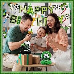 16 Pcs Soccer Birthday Party Decorations Include Soccer Happy Birthday Banner…