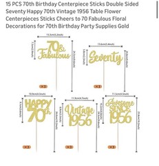 15 PCS 70th Birthday Centerpiece Sticks