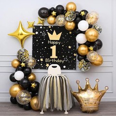 Black Gold Confetti Balloons 50 pack 12 Inch Gold White and Black Confetti B…
