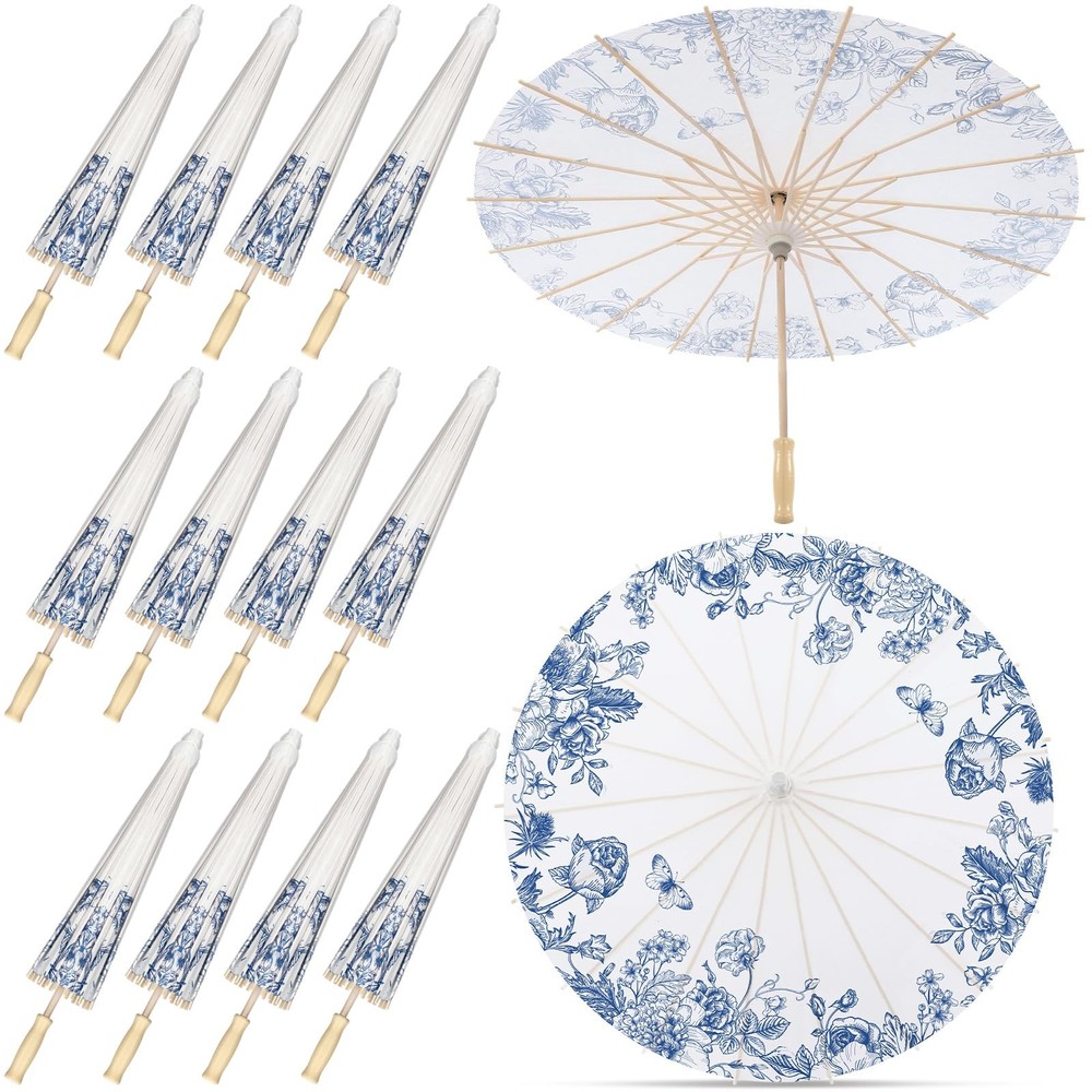 12 Pack Umbrellas Bulk for Wedding, 23.6″ Chinese Japanese Parasol Vintage De…