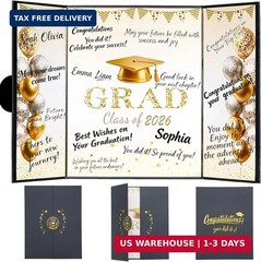 Black and Gold Graduation Party Decorations Class of 2026 – Extra Large 22″ x 14