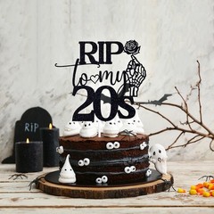 Black Glitter Rip To My 20s Cake Topper 30th Birthday Party Decor Supplies