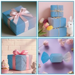 60 Sheets Gift Wrapping Tissue Paper Bulk, Pink Blue Gradient Tissue Paper fo…