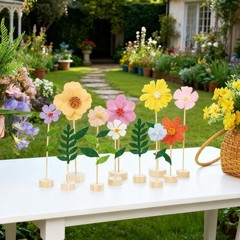 11PCS Wildflower Party Decorations, Wildflower Centerpieces Wooden Base Paste…