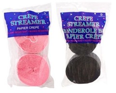 Pink and Black Crepe Paper Streamers (2 Rolls Each Color), 290 FEET Total, Made