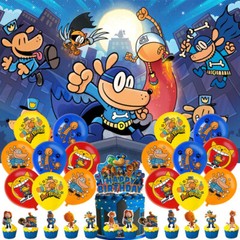 Dog Man Birthday Decoration Set Party Supplies Balloon Backdrop Cake Topper
