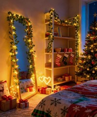 KASZOO 24Pack / Each 82 inch, 24 pack Artificial Ivy with 160 LED, Green