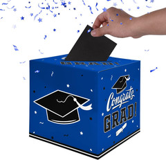 Blue Class of 2026 Graduation Card Box Holder Congrats Grad Party Favor Decor