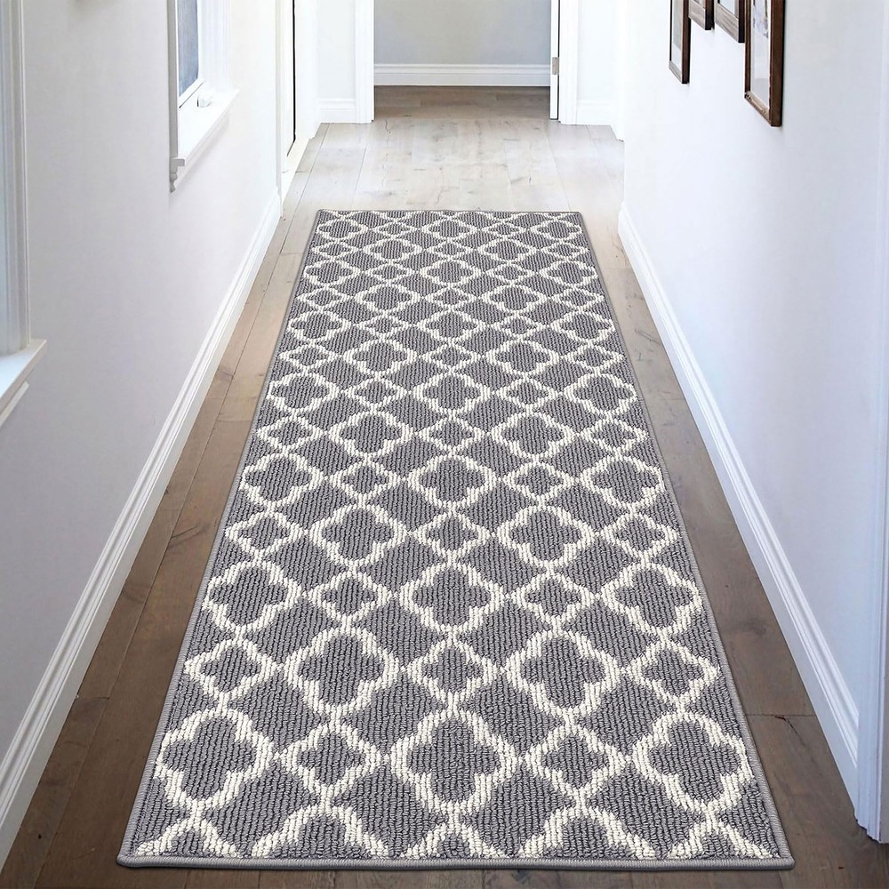 U’Artlines Runner Rug for Hallway 2×6feet Non Slip Kitchen 2′ x 6′, Grey