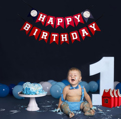 Baseball Birthday Banner,Baseball Party 4.7 inches x 6.6 inches, Red