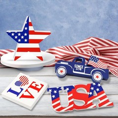 Elegant 4Pc Patriotic Wooden Sign Set – Perfect for Memorial Day Decoration
