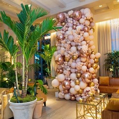 Rose Gold Balloon Arch Kit, 164Pcs Nude Pastel Pink Metallic Gold White and C…