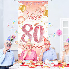 Rose Gold 80Th Birthday Decoration for Woman, Rose Gold Happy 80Th Birthday Door