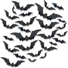 120PCS Halloween Bats Decoration, 3D Bat Decorations Scary Black