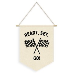 Dilemat Race Car Room Decor for Boys Linen 15x11inch, Racer-Ready Set Go