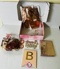 40th Birthday Tiara, 40” Mylar Baloons, Etc. 49 Piece Pink and Rose Gold Theme