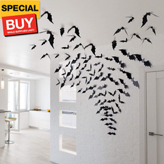 60PCS Halloween Bats Decoration, 4 Different Sizes Realistic PVC Black 3D Scary