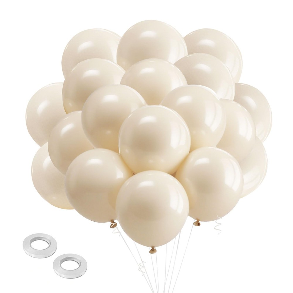 White Sand Balloons Latex Party Balloon,100pcs Neutral Beige Balloons with 2 …
