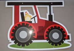 Barnyard Farm Tractor With Hay Wagon Windmill Birthday Party String Banner