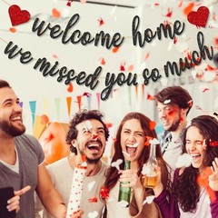 Pre-Strung Welcome Home We Missed You So Much Banner for Military Army Black