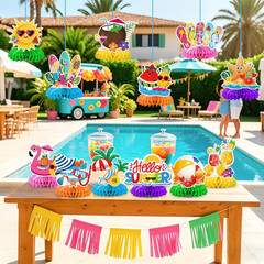 12Pcs Beach Party Decorations,Summer Party Decorations Honeycomb Centerpiece for