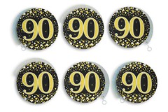 90th Birthday Party Decorations Age 90 Hanging Black Silver Gold Sparkle Swirls