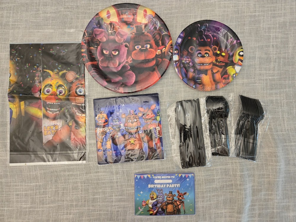 FNAF Five Nights At Freddy Birthday Decor Banner Tableware Toppers US Seller!