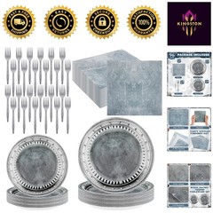 Complete 96 Pcs Medieval-Themed Party Pack – Plates, Napkins & Plastic Forks