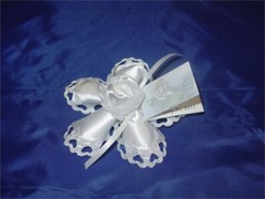 Furlani Satin Confetti Flower Ribbon Heart Design confetti holder White #H400-13