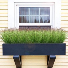10 Bundles Fake Grass Plants Artificial Outdoor 10Pcs, Green Red Tail
