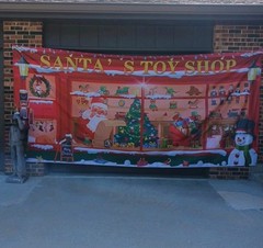 Christmas Garage Door Banner Santa’s Toy Shop Garage Door Cover 6×13 FT