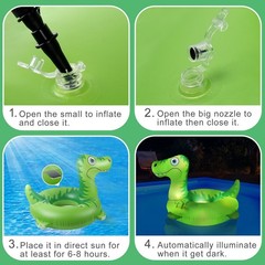 Inflatable Pool Floats Adult with Solar LED Light Up Dinosaur Adult Pool Floa…