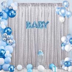 Silver Sequin Backdrop Curtains 2 Panels 2ftx8ft Birthday Sequin Curtain for