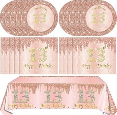 41PCS 13th Birthday Decorations Rose Gold Theme 13 Old Girl Birthday Decorat…