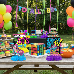 80S Party Decorations Honeycomb Centerpieces 12 Pcs, 1980S Retro Theme Table