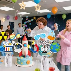 Science Birthday Party Decorations 18Pcs Science Theme Centerpiece Sticks for Ta
