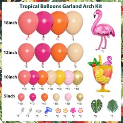 178Pcs Tropical Balloons Arch Garland Kit, Luau Tropical Party Decorations wi…