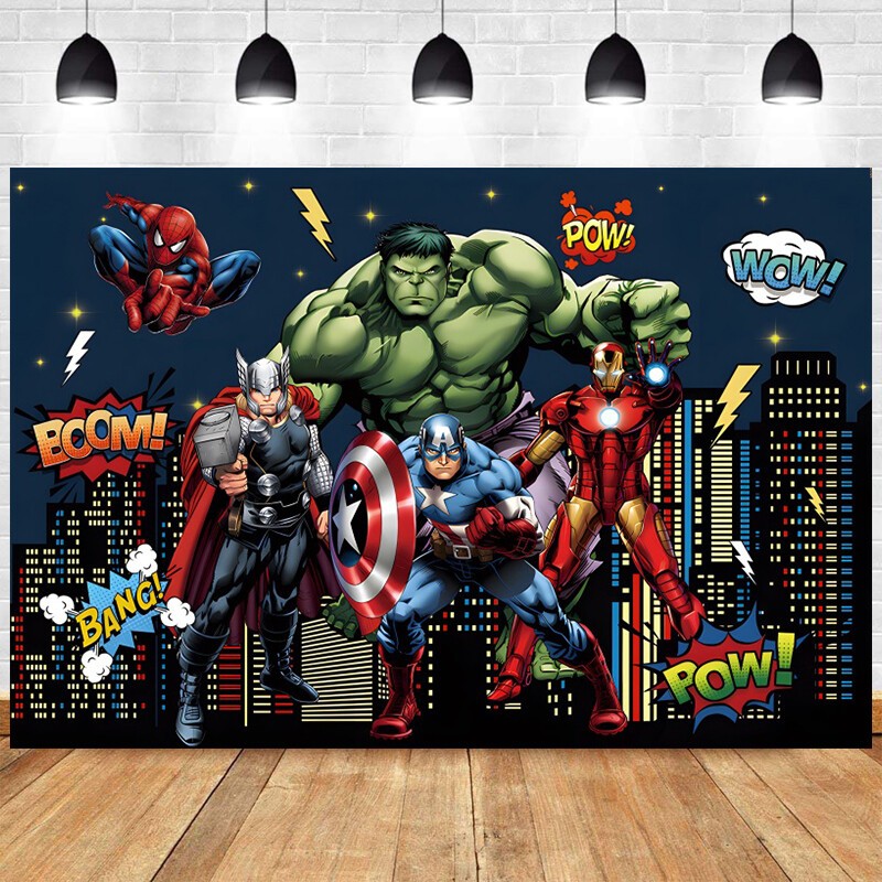 Superhero Avengers Backdrop Large Boys Birthday Party Photo Background Banner