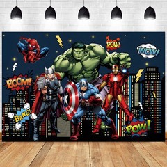 Superhero Avengers Backdrop Large Boys Birthday Party Photo Background Banner