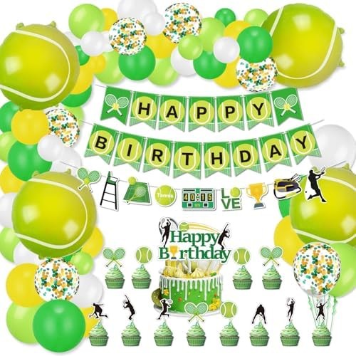 Tennis Party Decorations, Includes Tennis Happy Birthday Banner, Tennis Balloons