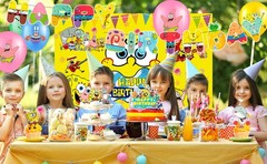 SpongeBob Party Decorations 99 Pcs SpongeBob Birthday Balloons Backdrop Plates
