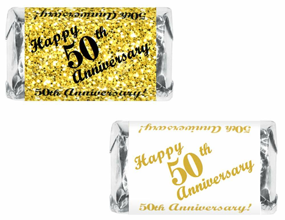 50th Anniversary Miniatures Candy Bar Wrapper, (Set of 60) Mini Candy Chocolate