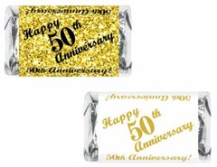 50th Anniversary Miniatures Candy Bar Wrapper, (Set of 60) Mini Candy Chocolate