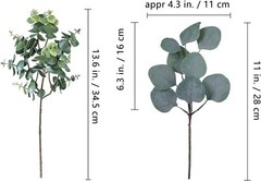 10 Pcs Mixed Eucalyptus Leaves Stems Bulk Artificial Silver Dollar Green,grey