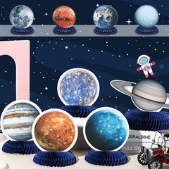 Decoraciones para fiestas espaciales con espirales de planetas colgantes