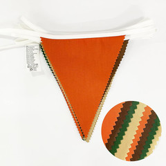 32Ft Orange Green Brown Party Decorations Triangle Flag Pennant Bunting Fabric G
