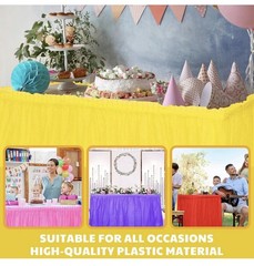 6 Pcs Assorted Color Plastic Table Skirts 14ft x 29in Neon Party Desk Curtain…