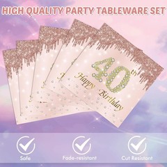 40 PCS Rose Gold 40th Birthday Plates & Napkins Set – Elegant 1986 Party Decor