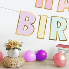 Pre-Strung Happy Birthday Banner, NO DIY Birthday Decorations with Circle Dot